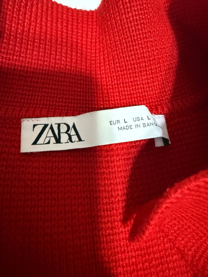 Düğmeli Kırmızı Kadın Hırka - Görsel 2