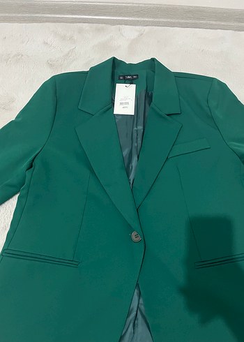 TUBA Kadın Yeşil Basic Midi Blazer - Görsel 4