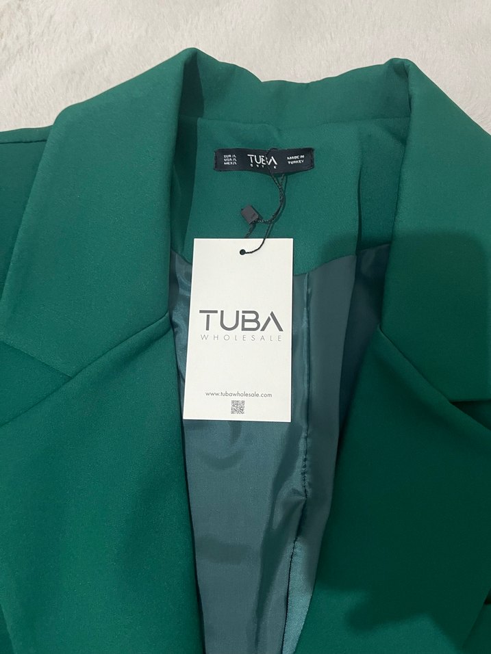 TUBA Kadın Yeşil Basic Midi Blazer - Görsel 3