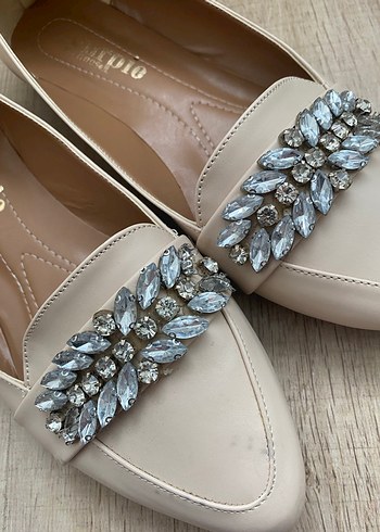 Bej Süet Tokalı Blok Topuklu Kadın Babet - Görsel 2