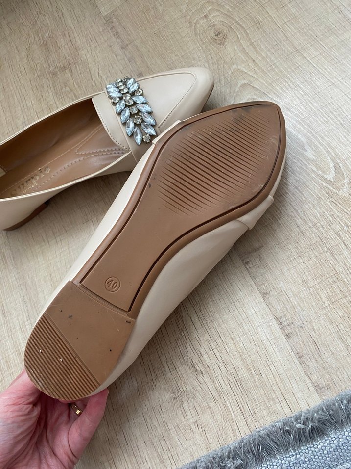 Bej Süet Tokalı Blok Topuklu Kadın Babet - Görsel 4