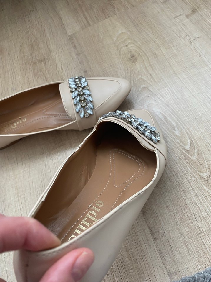 Bej Süet Tokalı Blok Topuklu Kadın Babet - Görsel 3