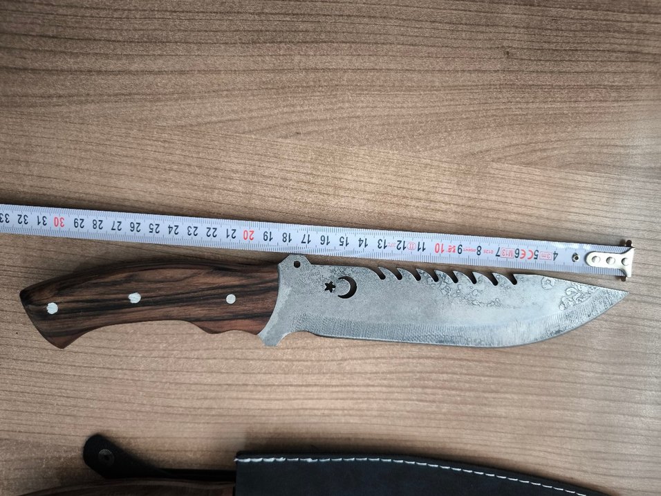 Ahşap Saplı makas çeliği 2 adet avcı bıçağı 32 cm - Görsel 2