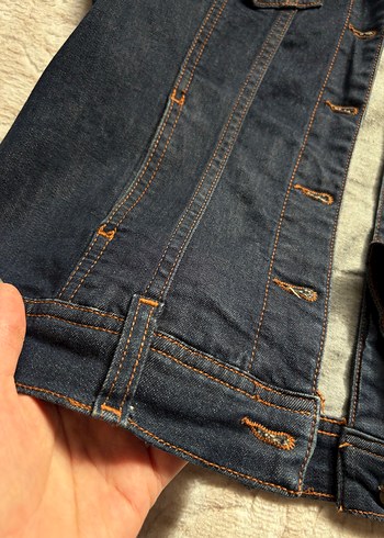 Kadın lacivet Düğmeli Denim Ceket - Görsel 4