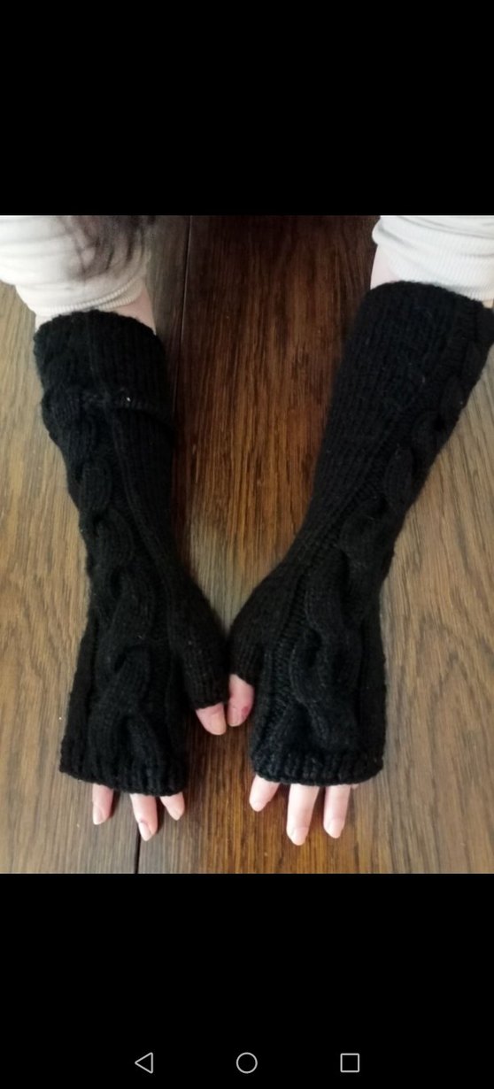 Elişi Uzun Siyah Örgü Bohem Kadın Eldiveni - Görsel 2