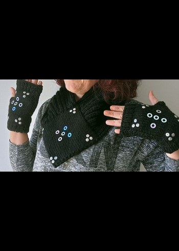 ELİŞİ Tasarım Örgü Gotik Parmaksız Eldiven-kaşkol takım - Görsel 3