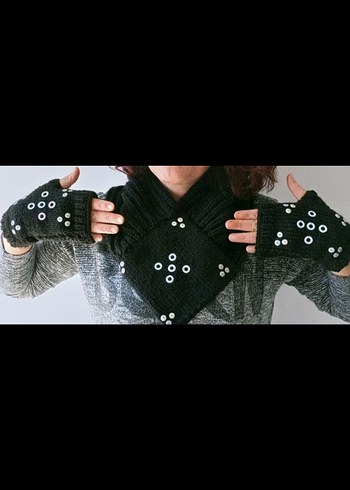 ELİŞİ Tasarım Örgü Gotik Parmaksız Eldiven-kaşkol takım - Görsel 4