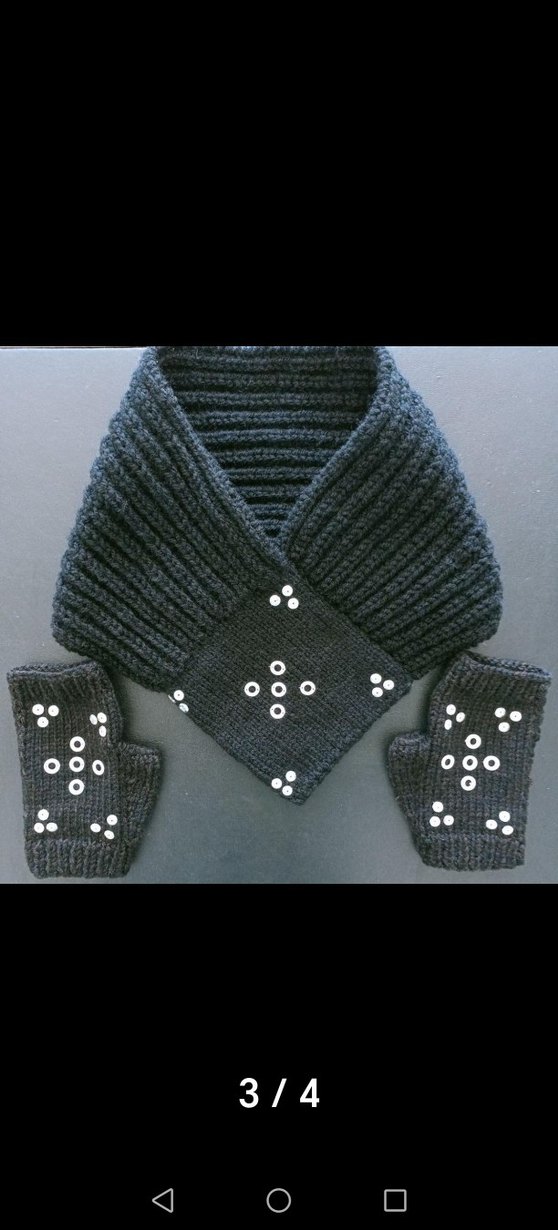 ELİŞİ Tasarım Örgü Gotik Parmaksız Eldiven-kaşkol takım - Görsel 2