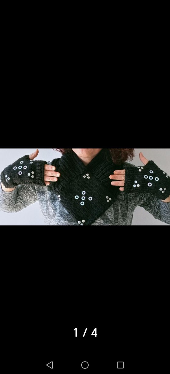 ELİŞİ Tasarım Örgü Gotik Parmaksız Eldiven-kaşkol takım - Görsel 4