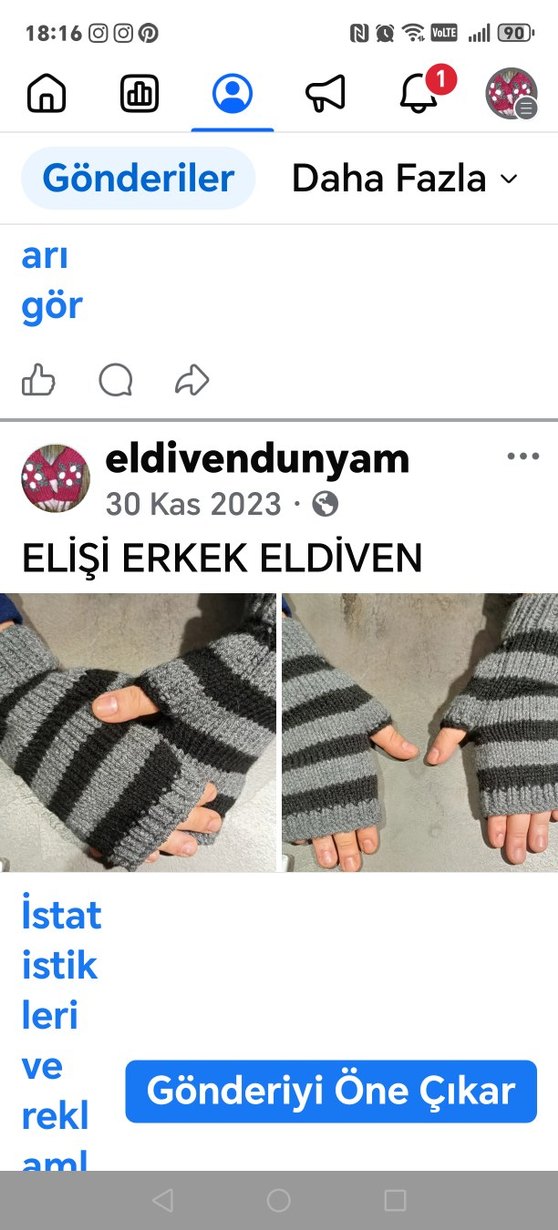 Kadın Örgü Parmaksız Eldiven Yeşil Gri - Görsel 2
