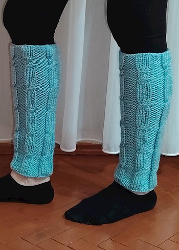 Bohem Tarz Turkuaz Örgü Kadın Tozluk - Görsel 2