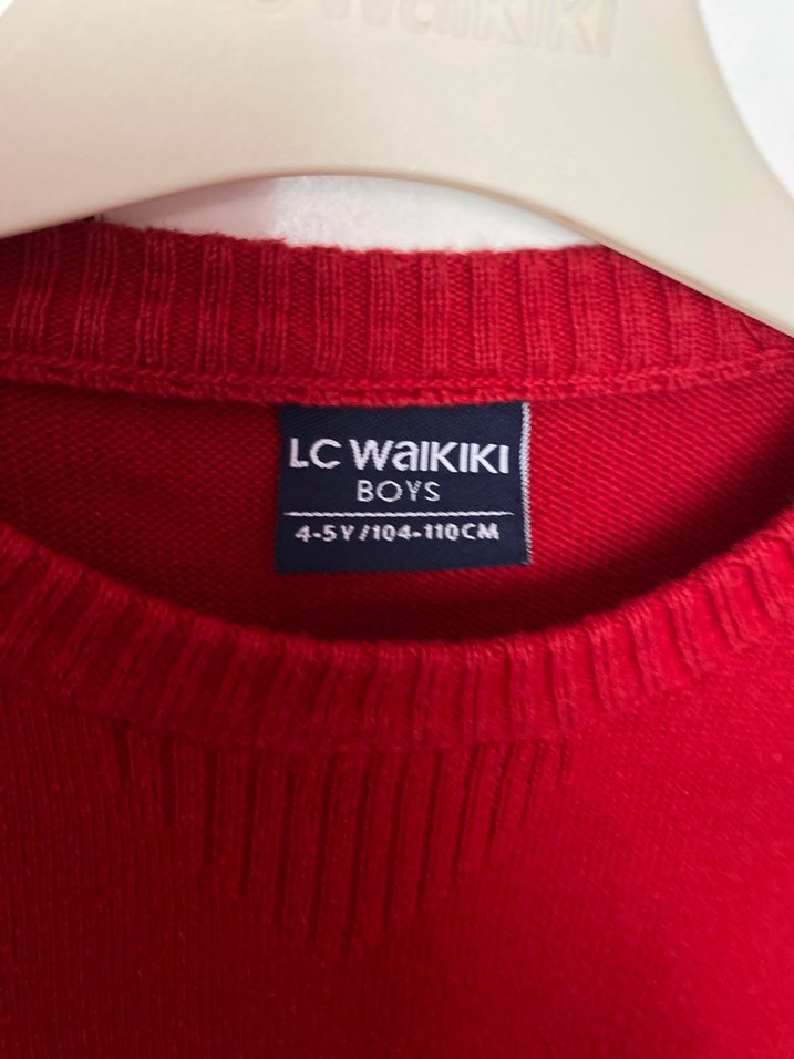 Kırmızı Örgü Kadın Yün Kazak - Görsel 5