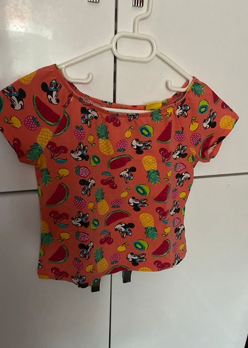 Renkli Baskılı Kız Çocuk Kısa Kollu Bluz - Görsel 2