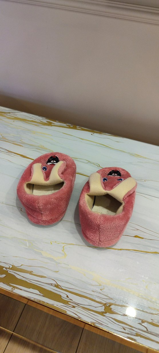 Nakışlı Pembe Kürklü Kız Çocuk Terliği - Görsel 5