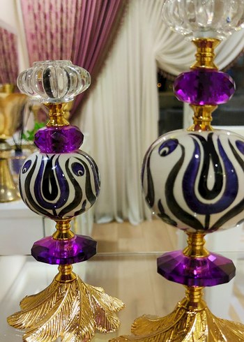 El Boyaması Çini & Kristal Tasarım İkili Obje / Mumluk Seti - Görsel 2