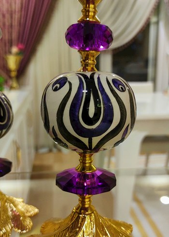 El Boyaması Çini & Kristal Tasarım İkili Obje / Mumluk Seti - Görsel 5