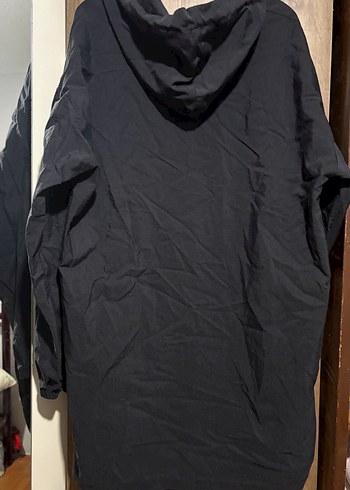 Kadın Siyah Kapüşonlu Fermuarlı Midi Ceket - Görsel 2