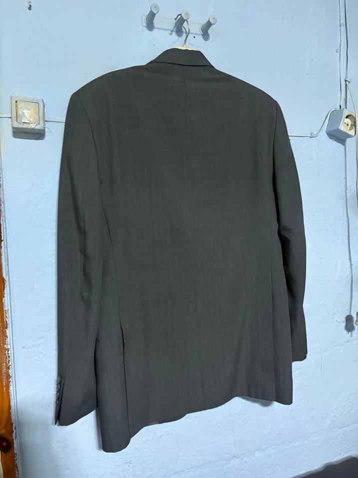 Gri Erkek Ceket Notch Yaka Düğmeli - Görsel 3