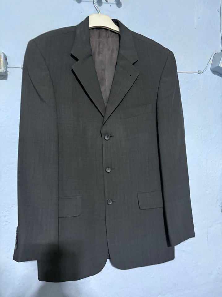 Gri Erkek Ceket Notch Yaka Düğmeli - Görsel 2