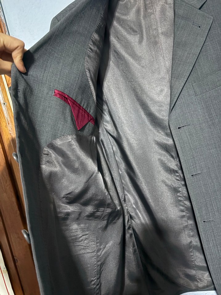 Gri Erkek Ceket Notch Yaka Düğmeli - Görsel 4