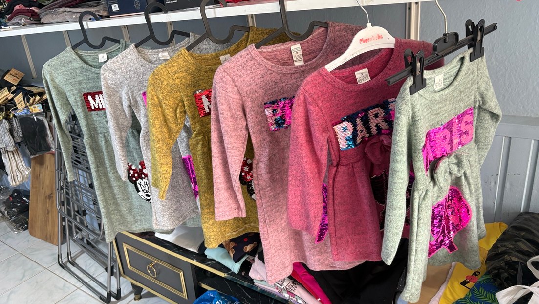 Kız Çocuk Pembe Triko Uzun Kollu Elbise - Görsel 2