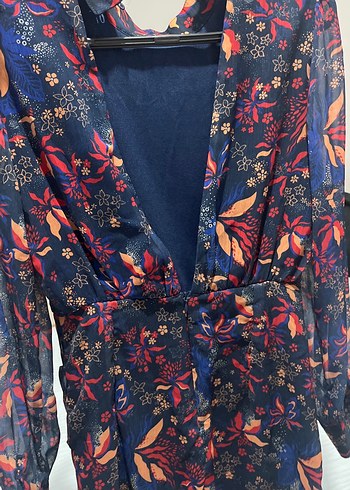 V Yaka Drapeli Desenli Hamile Bluzu - Görsel 3