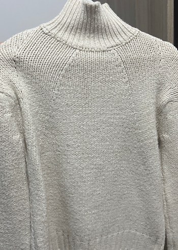 Bej Yüksek Yakalı Kadın Triko Kazak - Görsel 3