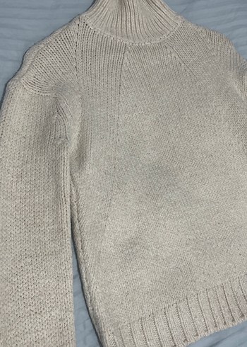 Bej Yüksek Yakalı Kadın Triko Kazak - Görsel 2