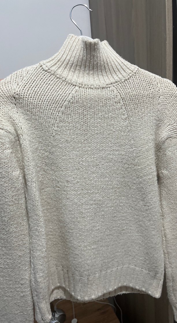 Bej Yüksek Yakalı Kadın Triko Kazak - Görsel 3