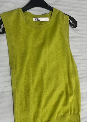 Yeşil Kadın Örme Kolsuz Süveter - Görsel 2