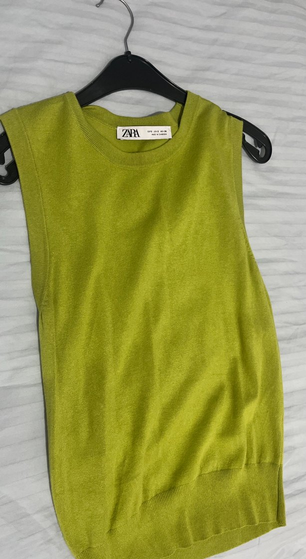 Yeşil Kadın Örme Kolsuz Süveter - Görsel 2