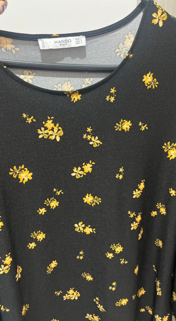 Sarı Çiçek Desenli Uzun Kollu Hamile Bluzu - Görsel 3