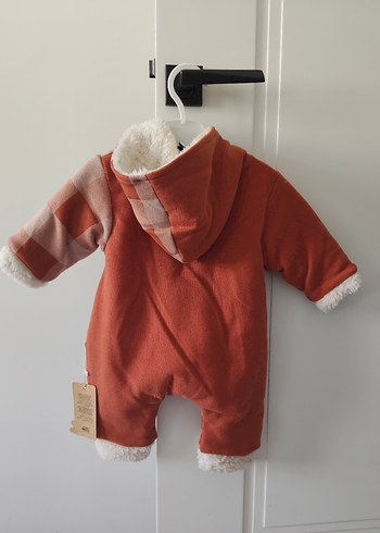 Kahverengi Ekose Düğmeli Bebek erkek Tulumu - Görsel 4