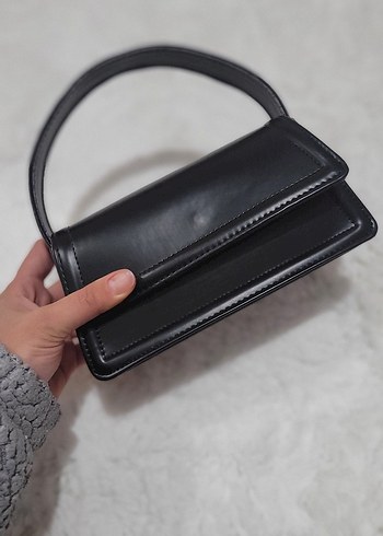Siyah Deri Tokalı Kadın Omuz Çantası - Görsel 5