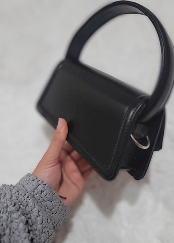 Siyah Deri Tokalı Kadın Omuz Çantası - Görsel 4