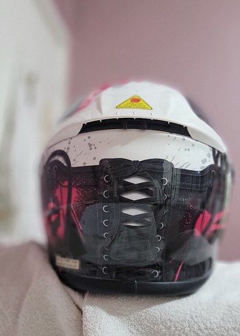 Parlak Pembe Baskılı Motosiklet Kaskı shoei nxr - Görsel 3