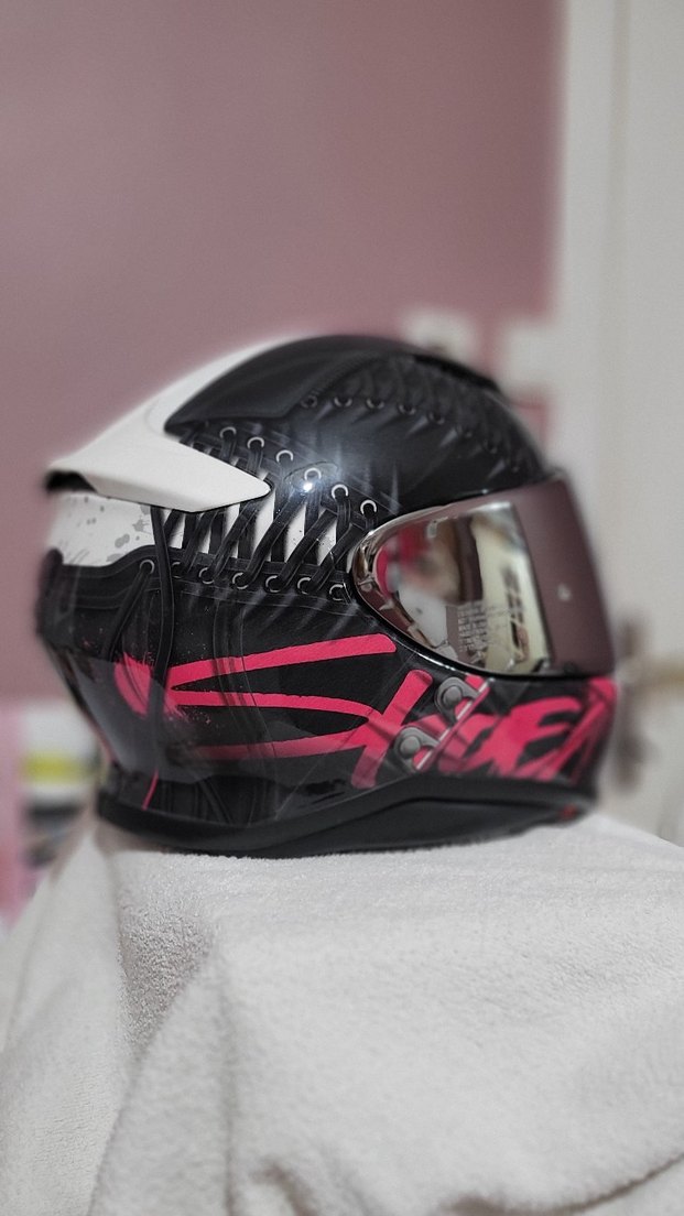 Parlak Pembe Baskılı Motosiklet Kaskı shoei nxr - Görsel 2