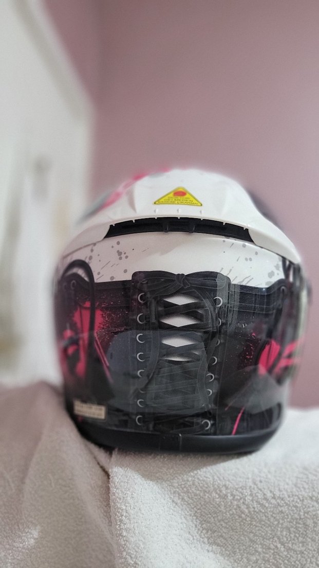 Parlak Pembe Baskılı Motosiklet Kaskı shoei nxr - Görsel 3