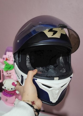 Mavi Şeffaf Vizörlü Biker Kask - Görsel 3