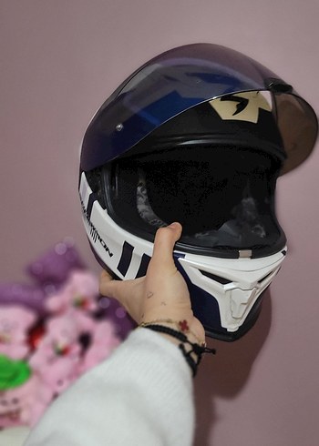 Mavi Şeffaf Vizörlü Biker Kask - Görsel 8