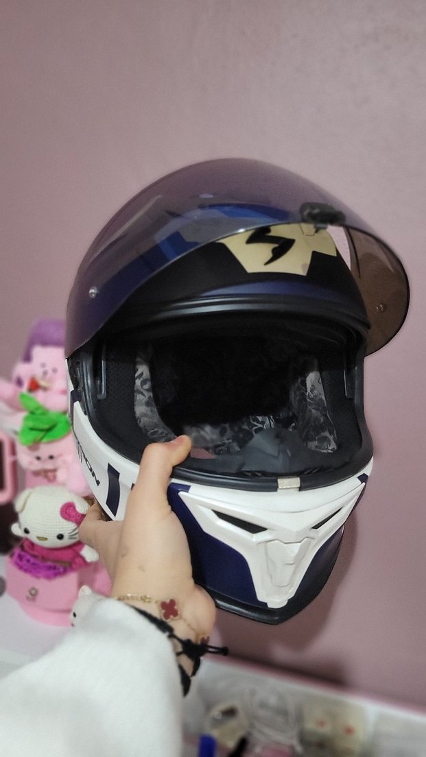 Mavi Şeffaf Vizörlü Biker Kask - Görsel 3