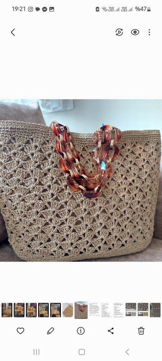 Bordo Örgü Boncuklu Bohem Kadın Çanta - Görsel 2