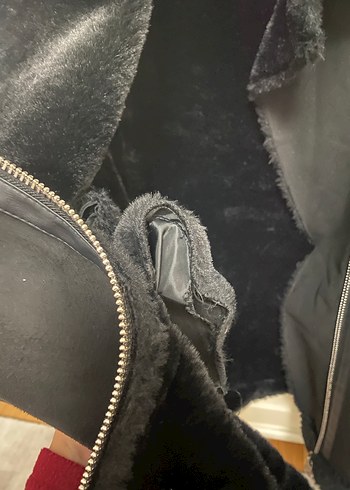 s Beden siyah Renk Pull&Bear Kürklü Siyah Süet Biker Ceket