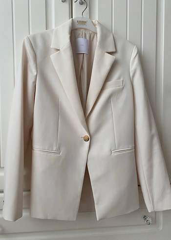 Mango Kadın krem Düğmeli Blazer Ceket