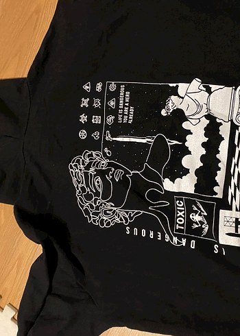 Siyah Baskılı Kadın Sweatshirt