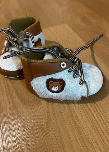 Kahverengi Kürklü Erkek Bebek İlk Adım Ayakkabısı