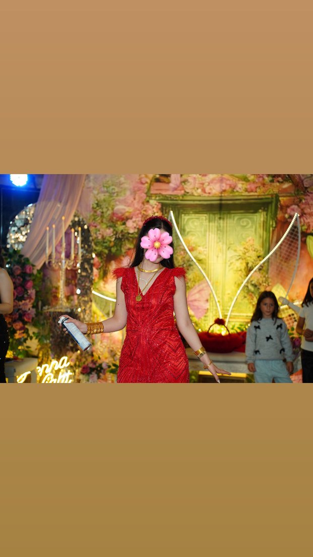 After Kırmızı Payetli Etnik Desenli Midi Abiye - Görsel 3