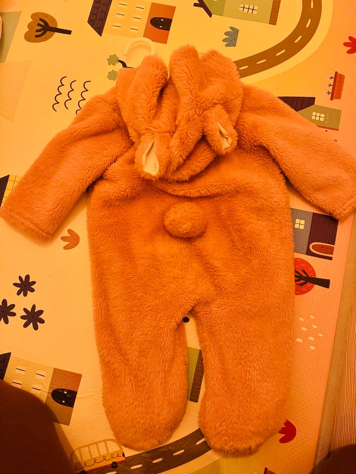 Pembe  Kürklü Bebek Tulumu - Görsel 3