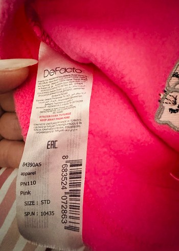 Pembe Nakışlı Polar Bere ve Velcro Atkı - Görsel 2