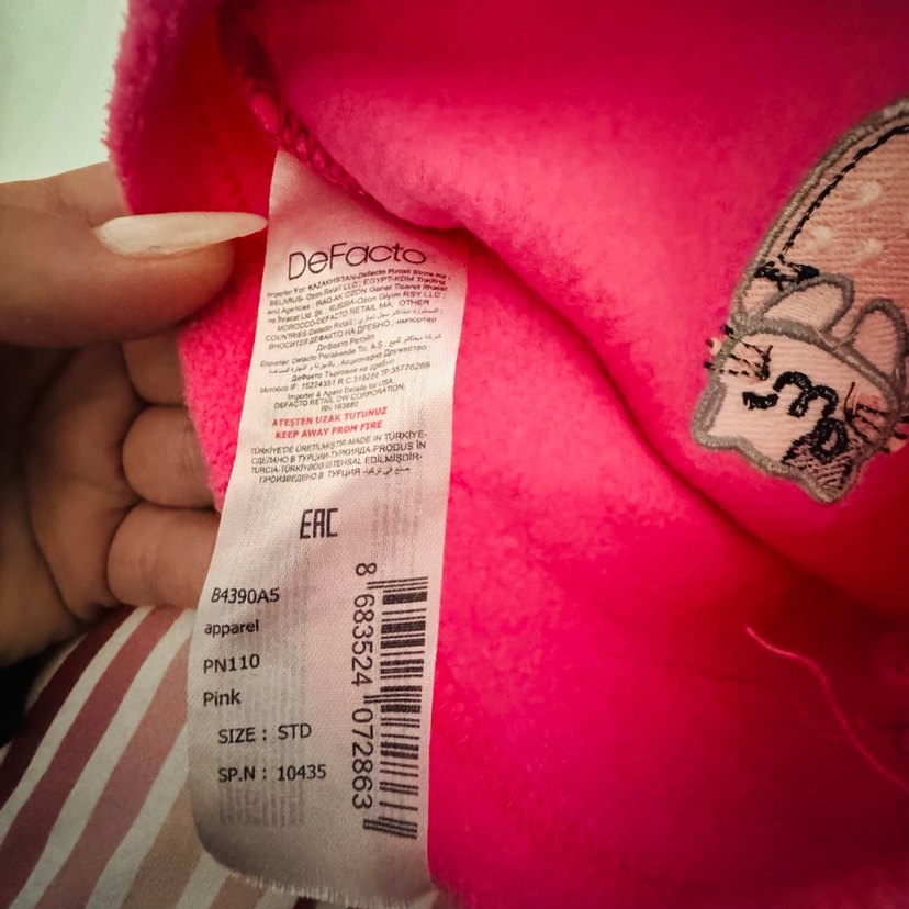 Pembe Nakışlı Polar Bere ve Velcro Atkı - Görsel 2